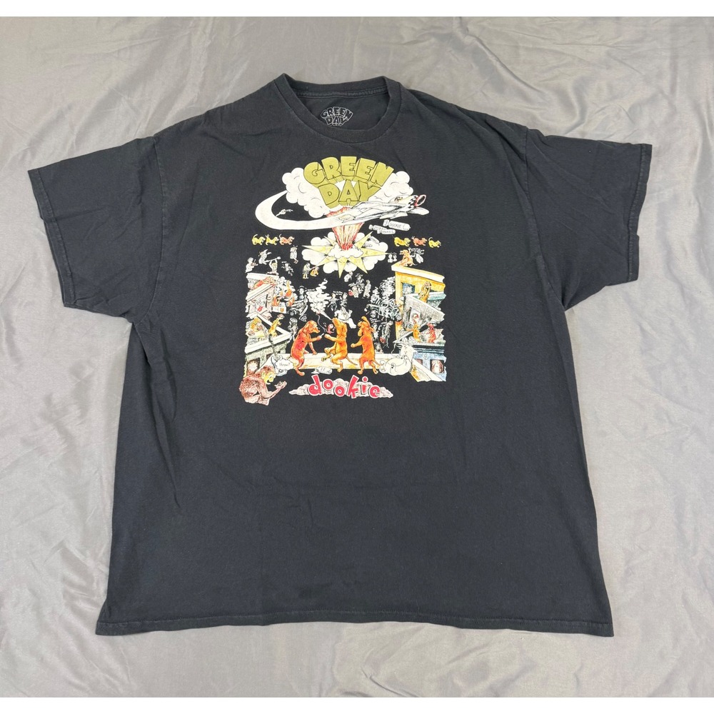 Green Day Dookie Album Cover Graphic T-Shirt Mens 2XL Black Mad Engine Band Tee